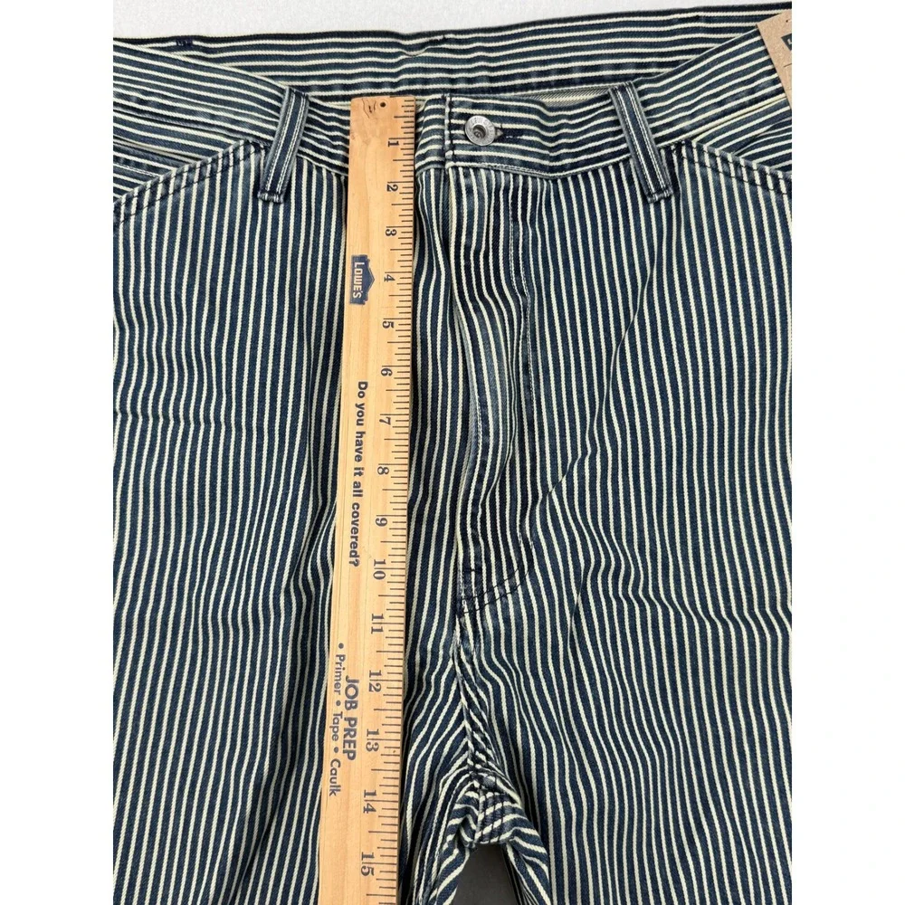 Levi's 568 Loose Straight Carpenter Pants Men's 40x32 Hickory Stripe Blue White